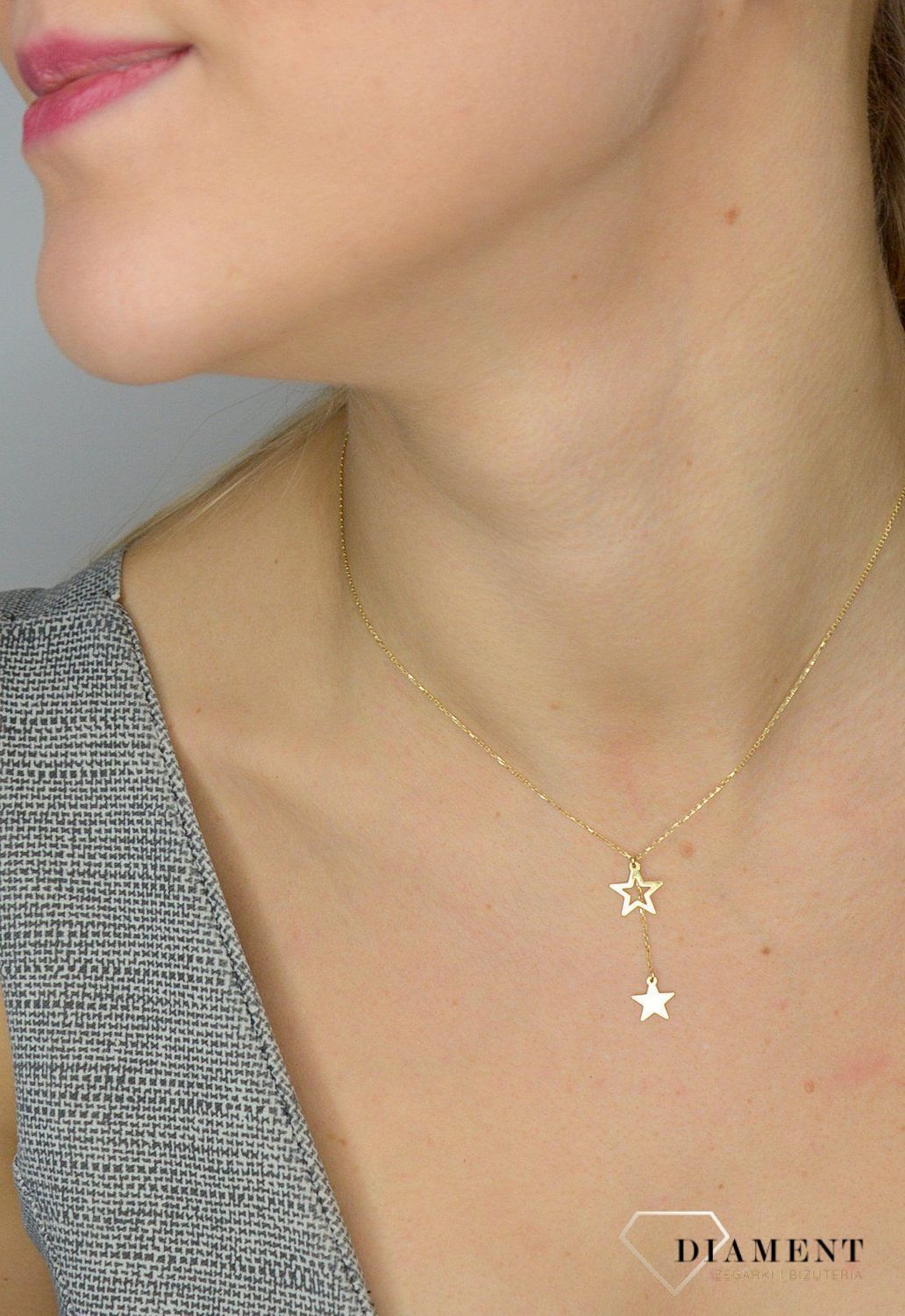 Naszyjnik złoty próby 585 gwiazdki NA 2058  ✓Złote Naszyjniki Damskie w Sklepie z Biżuterią zegarki-diament.pl.jpg